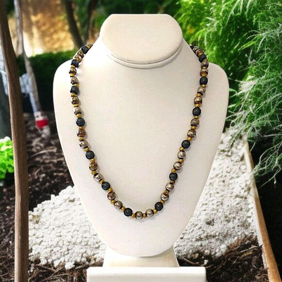 Metal Bead Chain Necklace Mixed Metals HEAVY Strand Biker Rocker Fairy Grunge - Picture 14 of 16